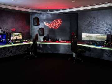 Complete lineup of ROG gear is displayed in demo area of Incredible Intelligence 2018 press event in Malaysia