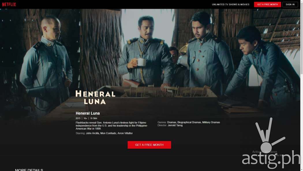 Heneral Luna title page - Netflix Philippines