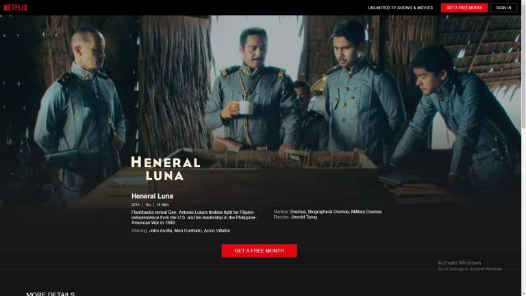 Heneral Luna title page - Netflix Philippines
