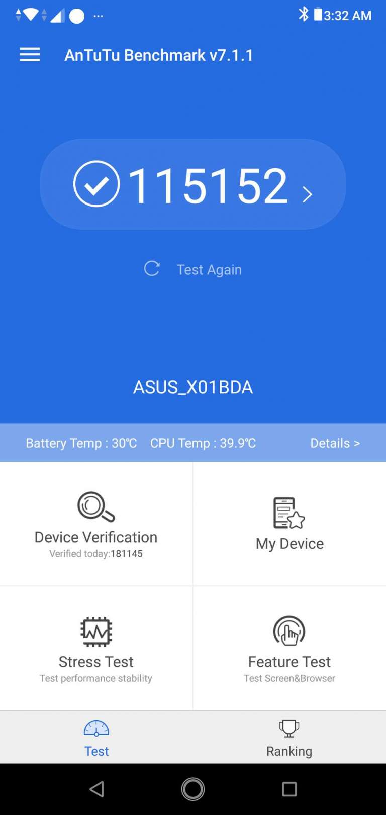 ZenFone Max Pro M2 performance benchmark results - Antutu