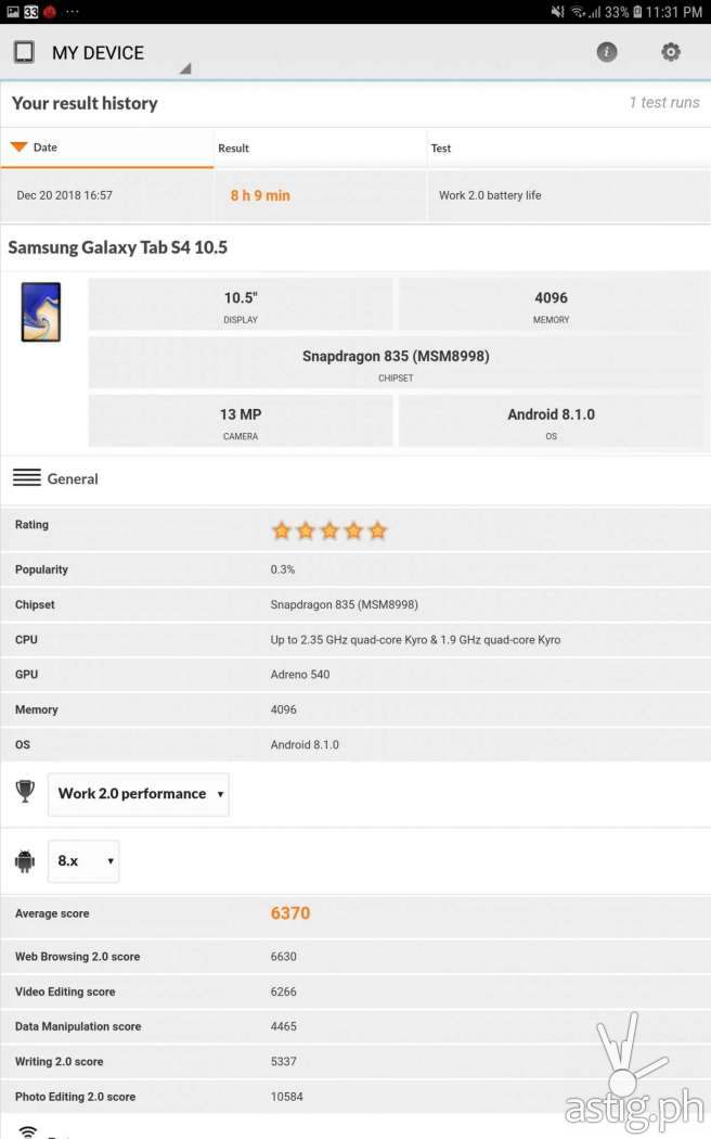 PCMark - Samsung Galaxy Tab S4