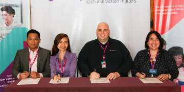 Teleperformance Philippines’ Human Capital Resource Management Senior Vice President Jeffrey Johnson (second from right), together with Rachel Cacabelos, Vice President for Human Resources, Marilyn Romero-Ventenilla, Senior Director for Communications and Marketing, and Philip Del Rosario, Diversity and Inclusion Manager, drive the organization-wide campaign for equal opportunities for all in the workplace