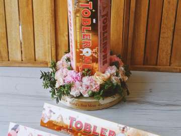 Isabelle Daza and Georgina Wilson designed these Mother's Day themed Toblerone sleeves!