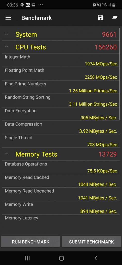 PerformanceTest CPU Memory - Samsung Galaxy A50