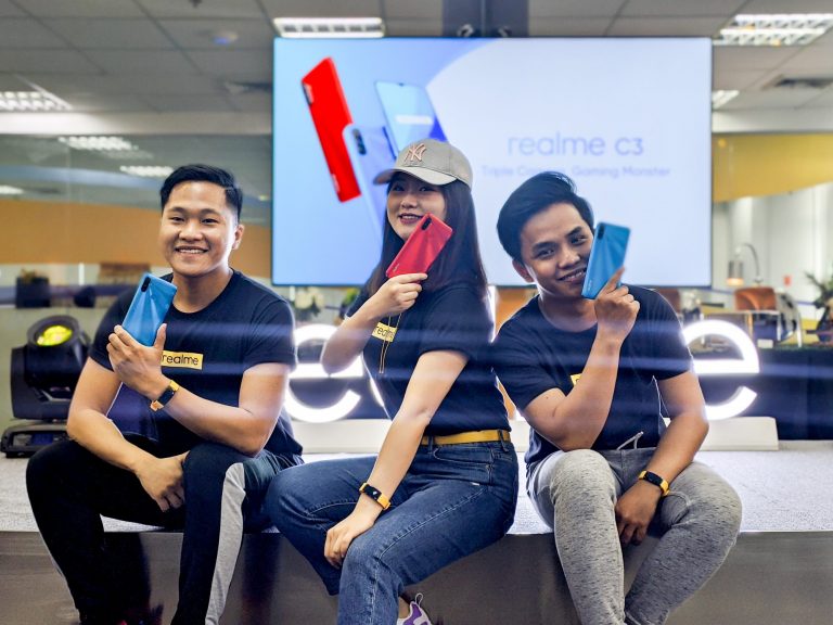 Eason de Guzman, Austine Huang, and Anthony So at the realme C3 launch in the Philippines