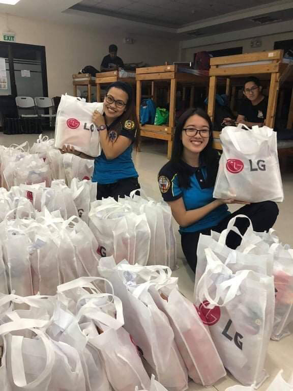 Pasig City staff getting ready to distribute 500 bags of personal care kits