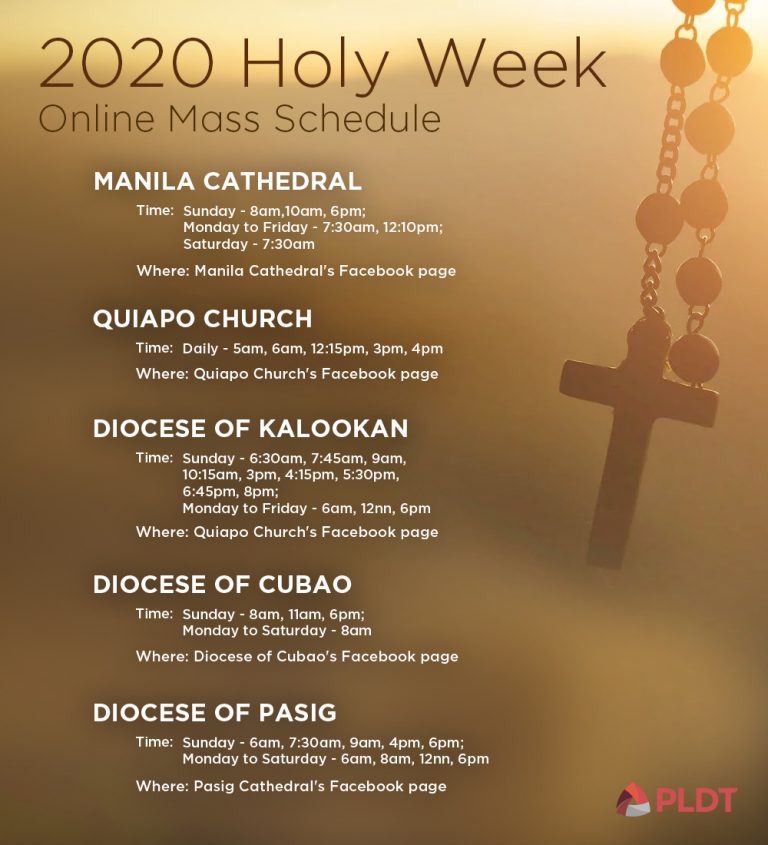 Holy Week 2020 online mass schedule (Philippines)