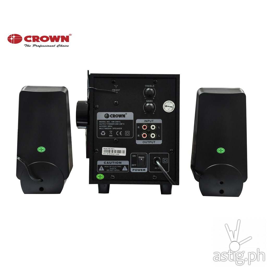 Back - Crown HM-3401L 2.1 Channel Home Theater System