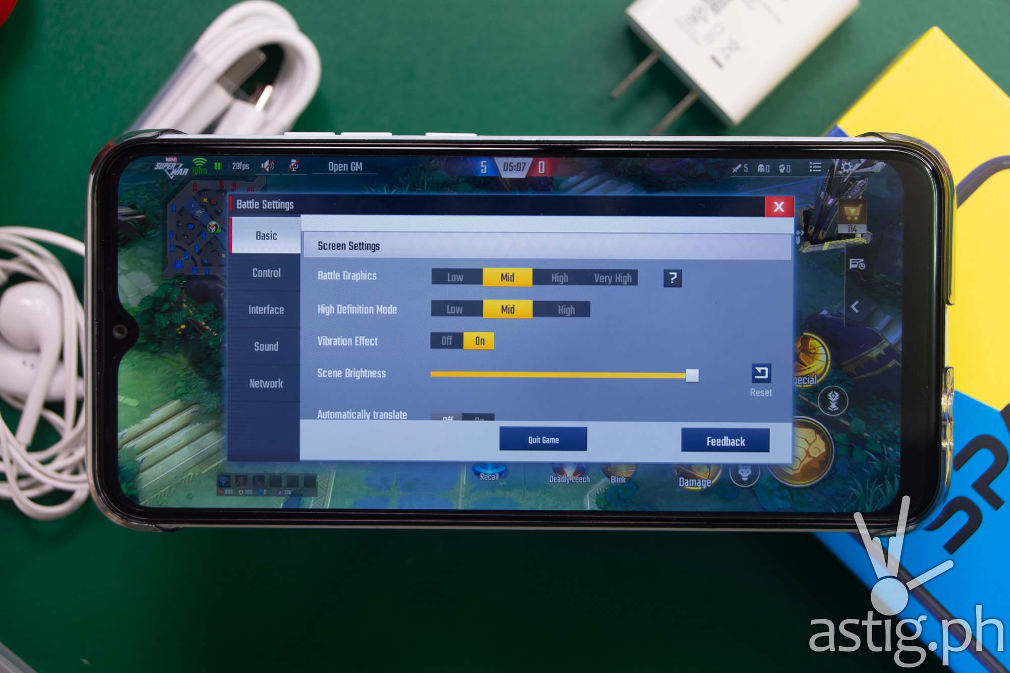 Marvel Super War graphics settings - TECNO Spark 6 Go (Philippines)