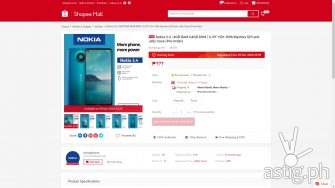 Nokia 3.4 product page on Shopee Philippines
