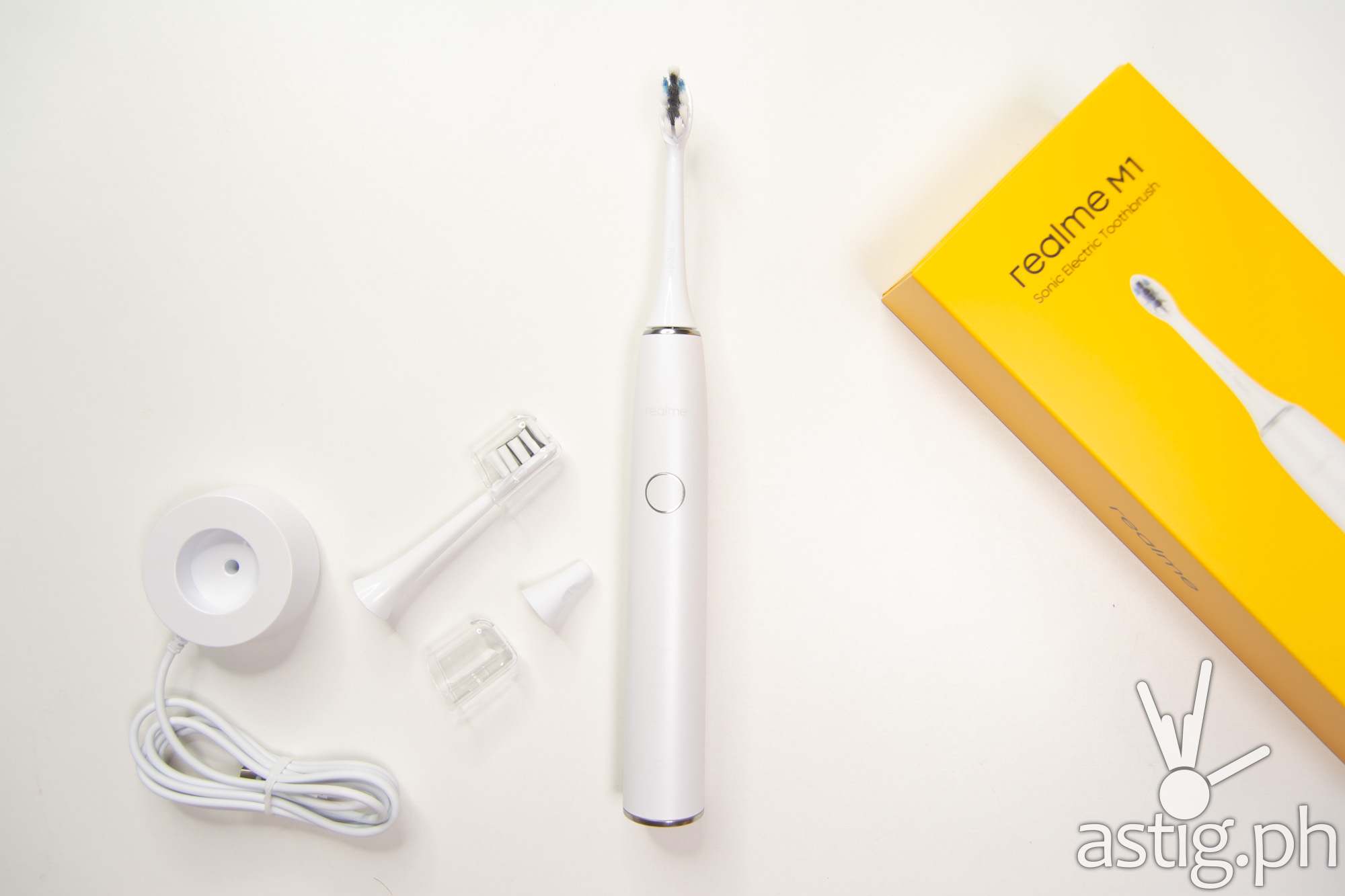 Unpacked flatlay - realme M1 Sonic Electric Toothbrush (Philippines)