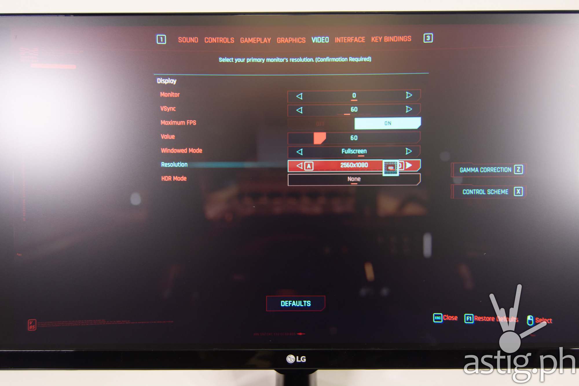 Cyberpunk 2077 graphics settings - LG 25UM58 UltraWide Monitor (Philippines)