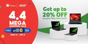 Get Acer’s most popular products at 20% off from Shopee 3.3 – 4.4 Mega Shopping Day