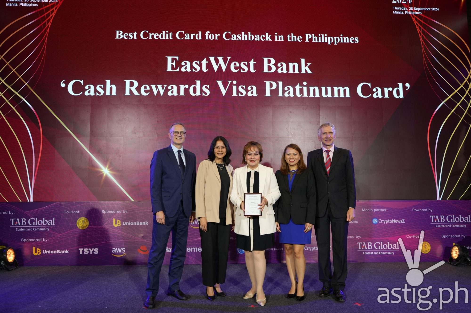 EastWest Visa Platinum wins Best Cashback Card with 8.88% rewards