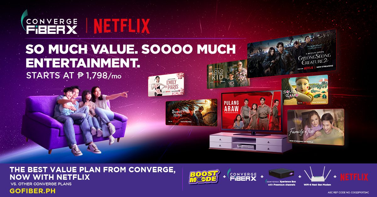 Netflix is practically free with Converge FiberX new bundles, from P1,798 / month