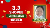 General Santos City lady is first 3.3 Shopee Milyonaryo winner