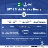 LRT-1 official service hours for the Holy Week, ECQ