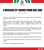 ABS-CBN issues official statement on franchise renewal