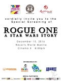 Rogue One: A Star Wars Story block movie screening Dec 15 @ RWM [event]
